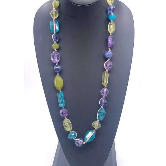 Multicolor Faceted Crystal Beaded Long Necklace 32 to 35 Inches - Picture 1 of 5